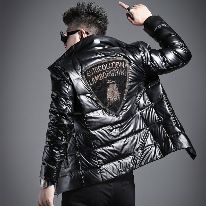 言吉2021短款外套新款潮牌高端秋冬季烫钻休闲加厚男士正品羽绒服