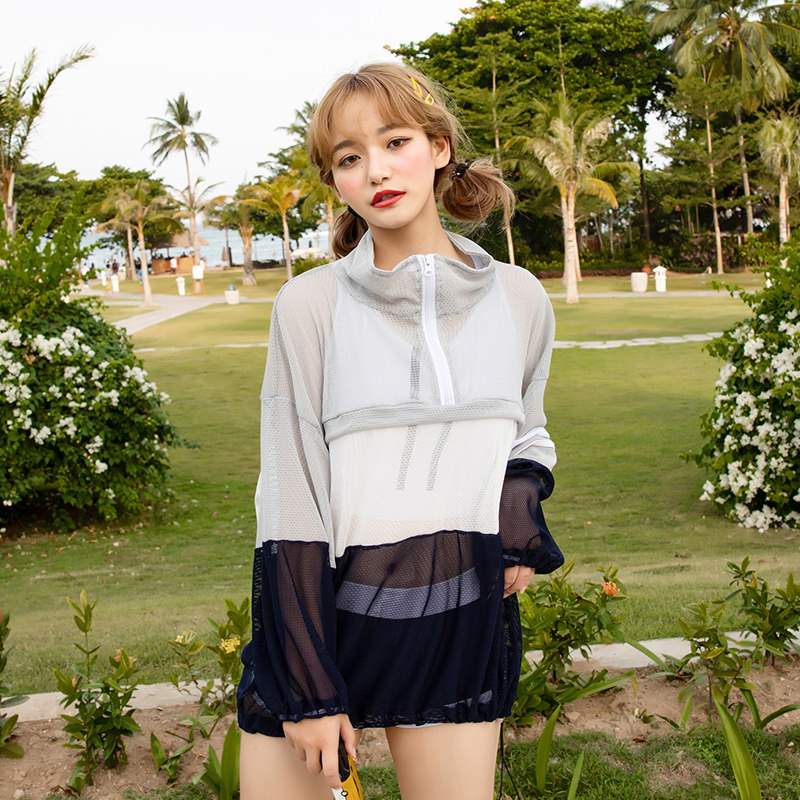 泳衣女分体三件套长袖罩衫遮肚显瘦韩国ins运动保守学生泳装温泉