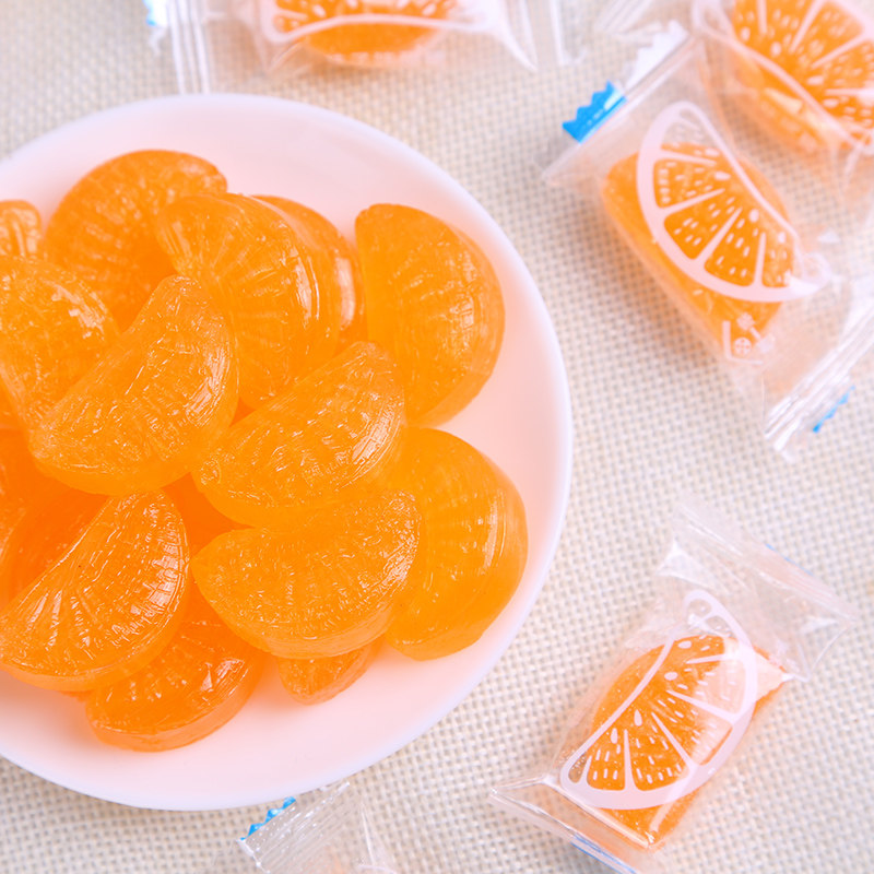 80后怀旧糖果硬糖橘子水果糖500克70颗结婚喜糖散装零食批发