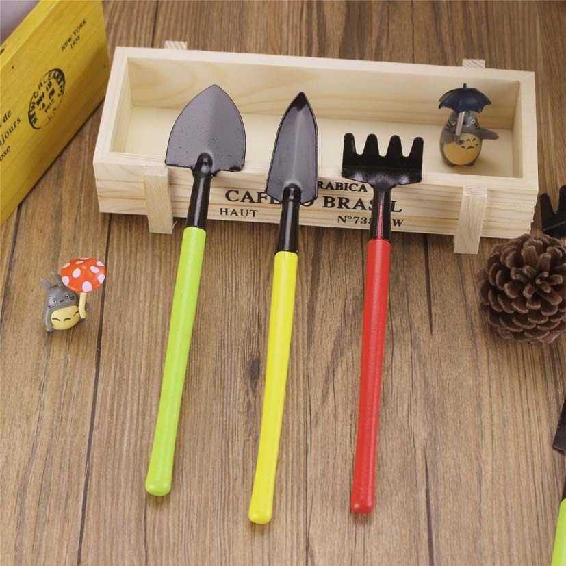 迷你园艺三件套 多功能园艺小工具 小铲子 植物松土铲耙锨 木柄