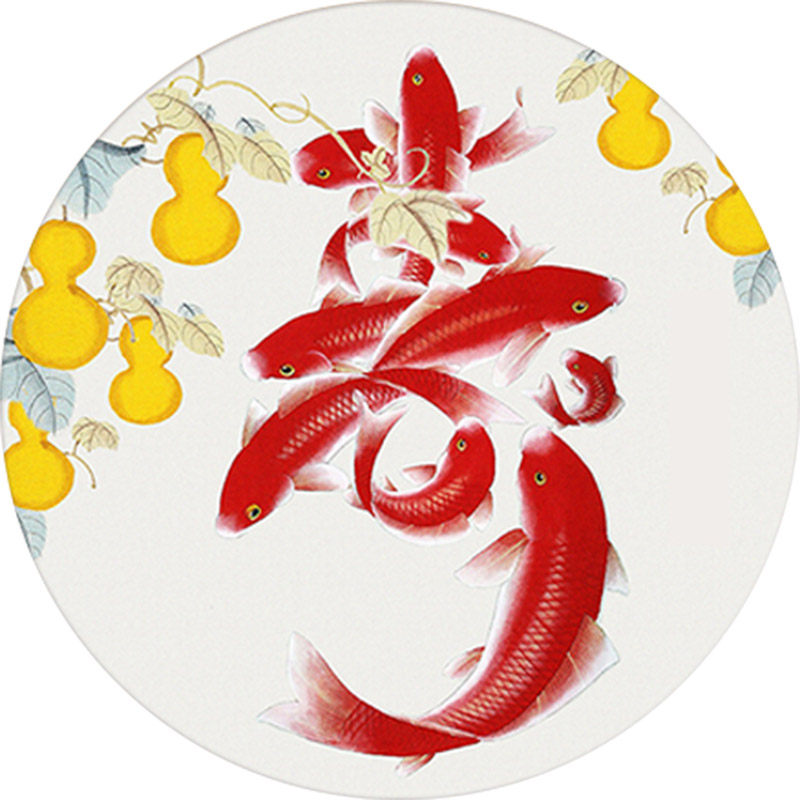 5d钻石画2021寿字九鱼图满钻新款送老人十字绣祝寿百寿图客厅2022