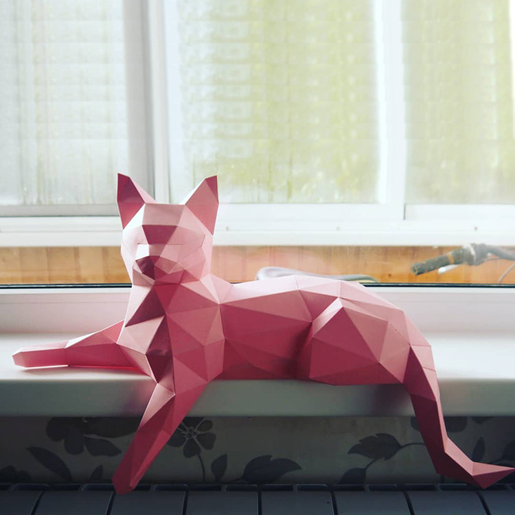 礼物关于生日慵懒猫咪模型创意手工diy制作动漫游戏纸模