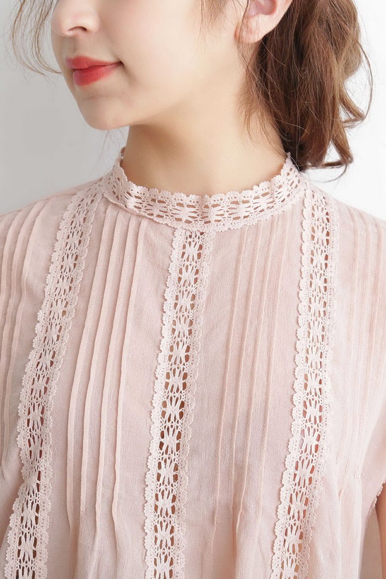 多次追加~千金牌pdd 18夏 柔美气质 塔克褶 蕾丝拼接纯棉上衣衬衫