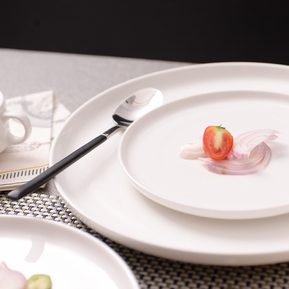 西餐披萨意面盘餐盘牛排平盘圆形盘子纯白陶瓷盘