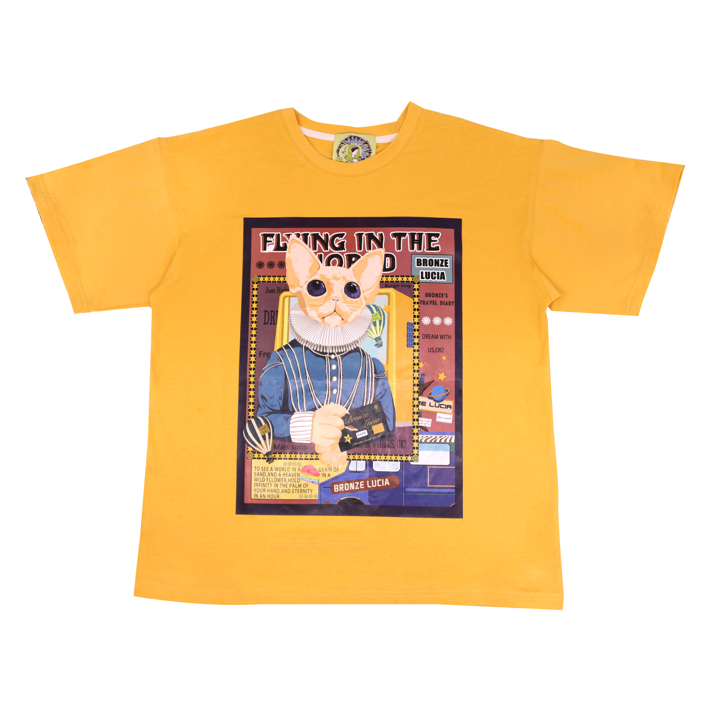 马梦唯|张开泰同款bronze lucia 洛丽塔印花圆领短款t恤 女 原创