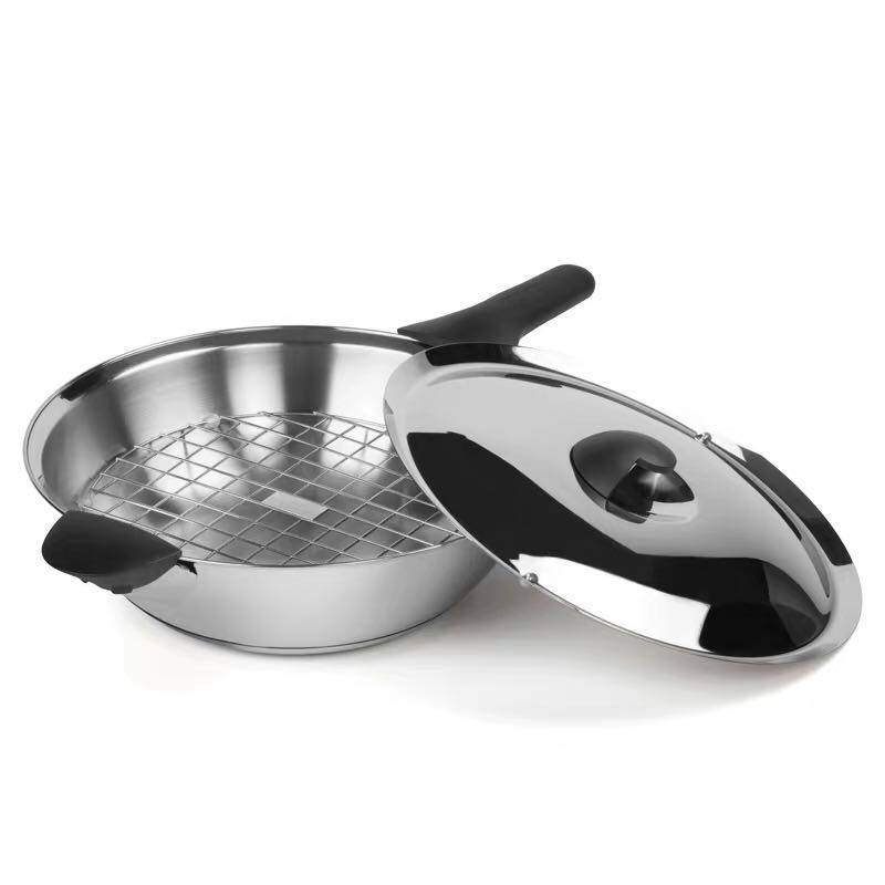 oqo欧克欧 不锈钢炒锅创意全钢不粘锅通用无油烟炒菜锅500056
