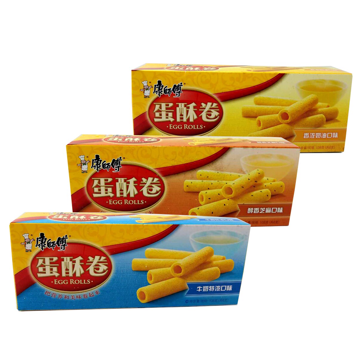 牛奶康师傅蛋酥卷108g芝麻特浓口味6支蛋卷饼干蛋卷饼干