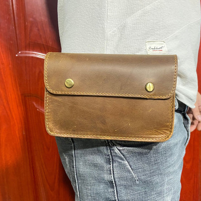 马皮包男式男式横款腰包户外工地包复古复古头层牛皮真皮收纳袋包手机