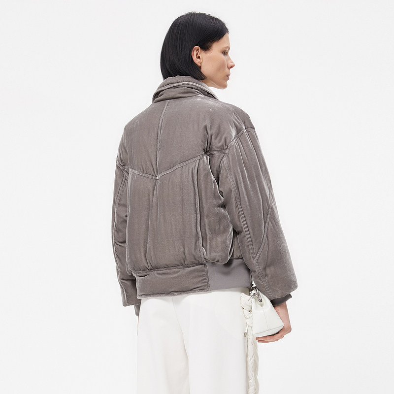 less银泰专柜外套冬季新款复古丝绒羽绒服商场羽绒服