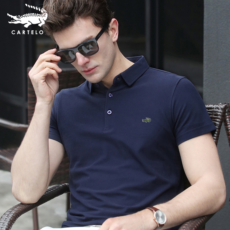 鳄鱼短袖T恤男夏季中年男士纯棉翻领Polo衫休闲纯色薄款保罗衫男