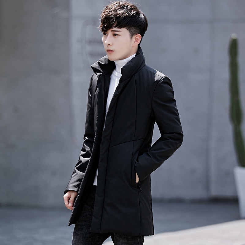 棉衣男冬季加厚保暖立领中长款羽绒棉服男士潮流帅气休闲修身外套