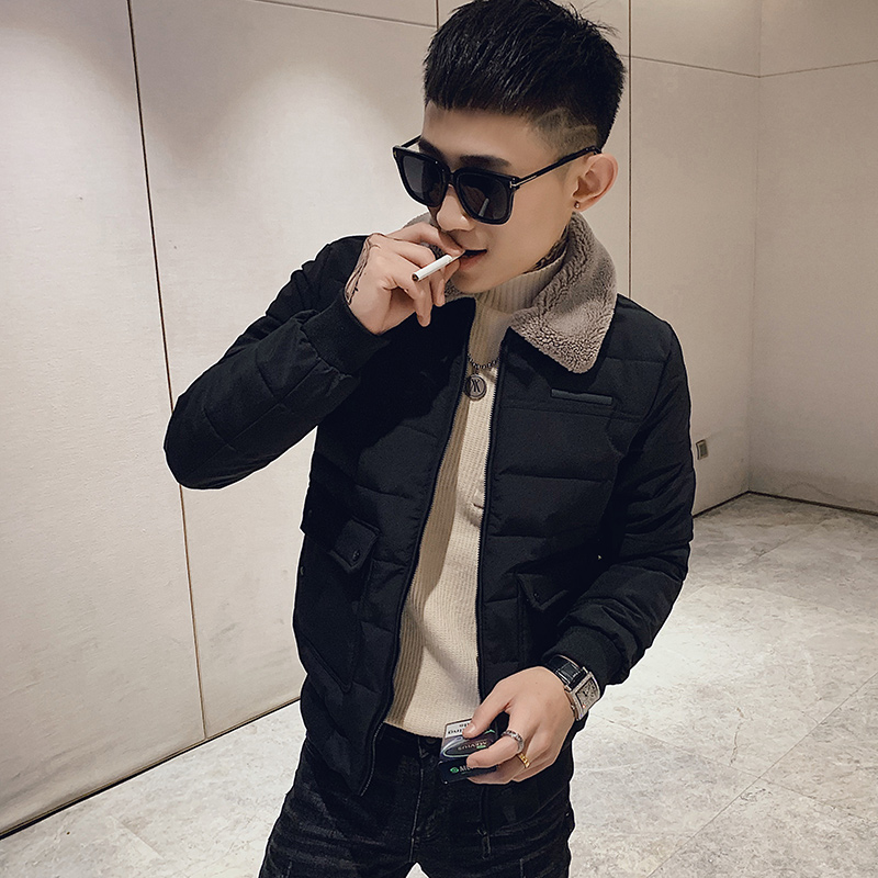 羽绒棉服男潮牌冬季加厚短款羊羔毛棉衣男士潮流帅气休闲修身外套