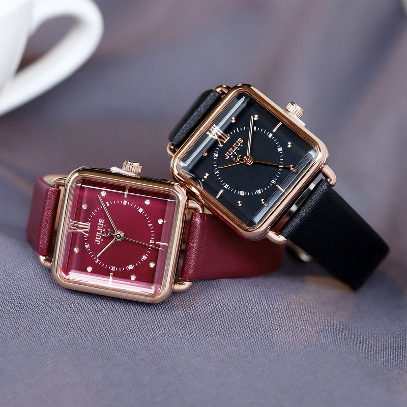 正品新款聚利时女士手表韩国时尚潮流复古方形女表皮带防水学生表