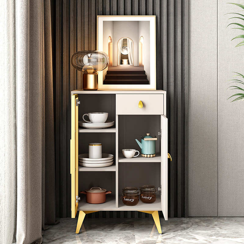 开尚餐边柜轻奢岩板简约现代玻璃玻璃门门边柜小餐边柜