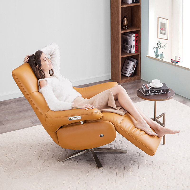 科智乐单人沙发椅轻奢 全真皮乳胶电动休闲躺椅转 办公智能老板椅