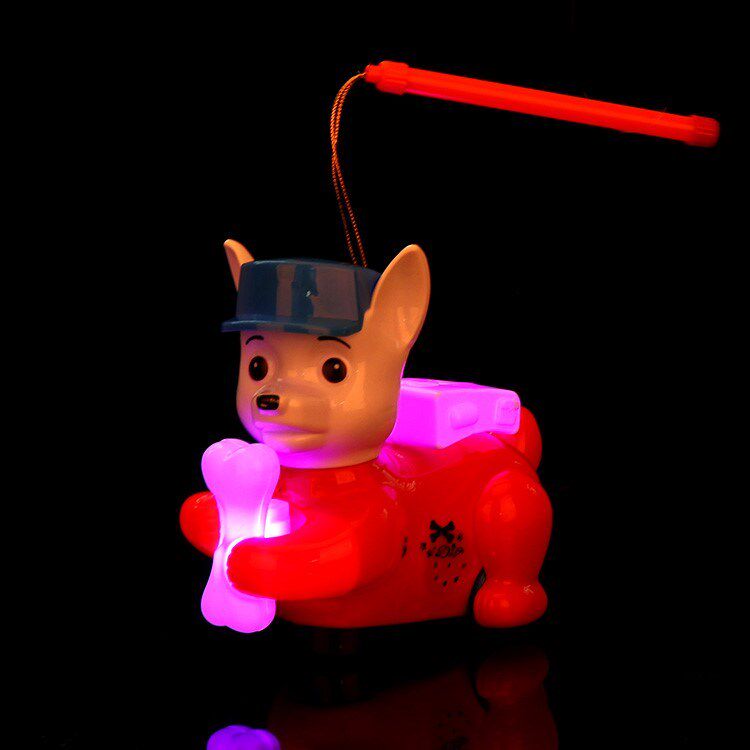 中秋节儿童手提小狗花灯旋转投影音乐电动发光灯笼