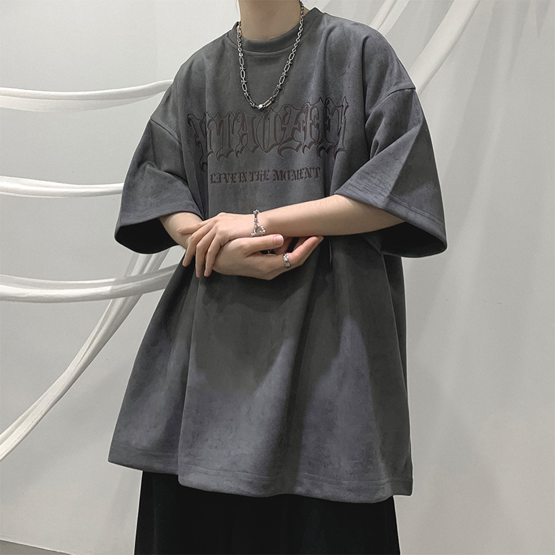 美式复古短袖t恤男士夏季ins潮流潮牌宽松街头五分袖学生半袖衣服