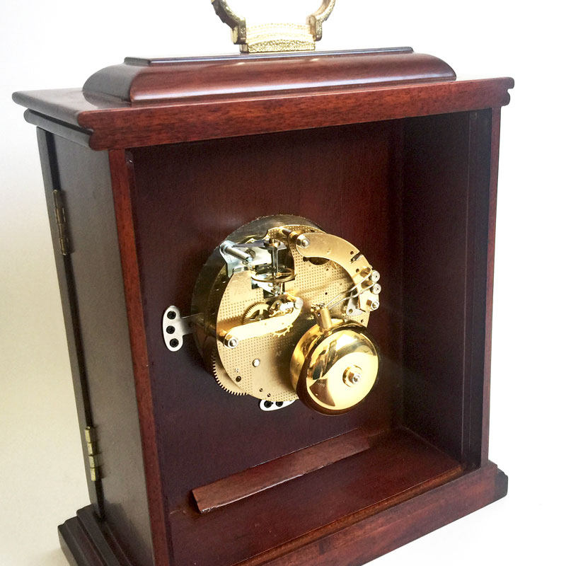 机械实木时钟发条钟发条双铃游丝机芯报时赫姆勒座钟