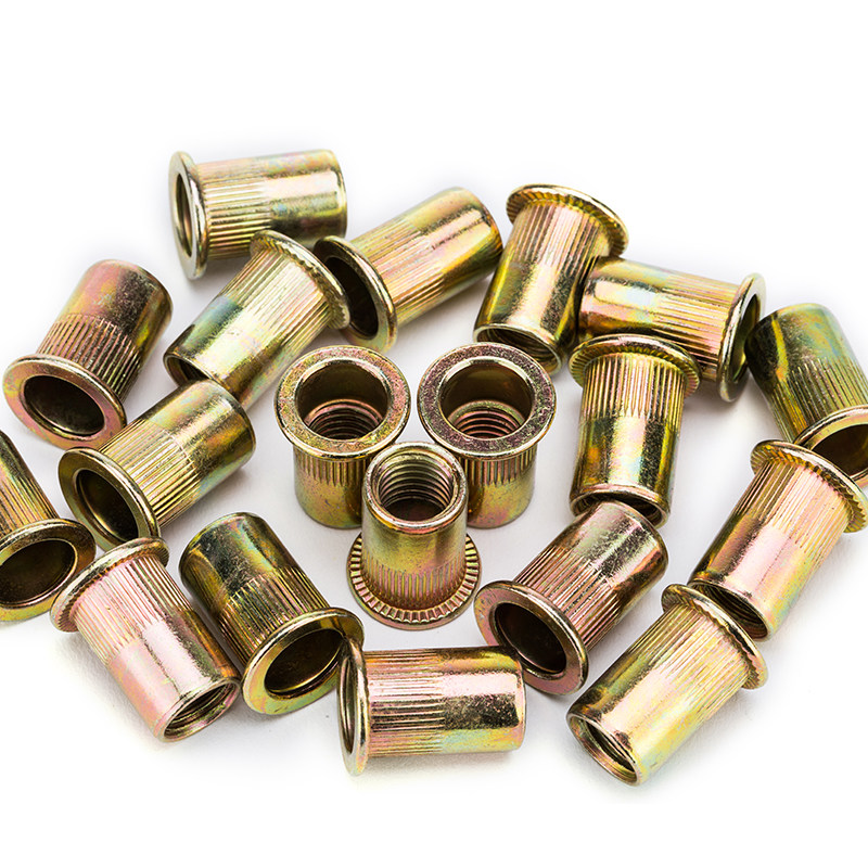 m3m4m5m6m8镀彩平头拉铆螺母柱纹拉铆母竖纹滚花螺帽螺母
