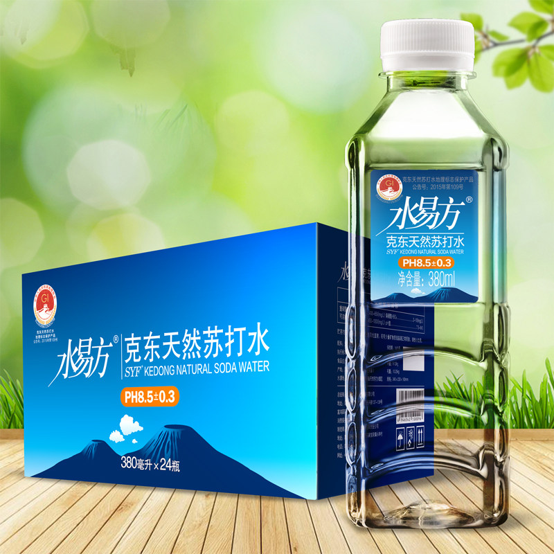 水易方克东天然苏打水380ml24瓶无添加弱碱性饮用苏打水