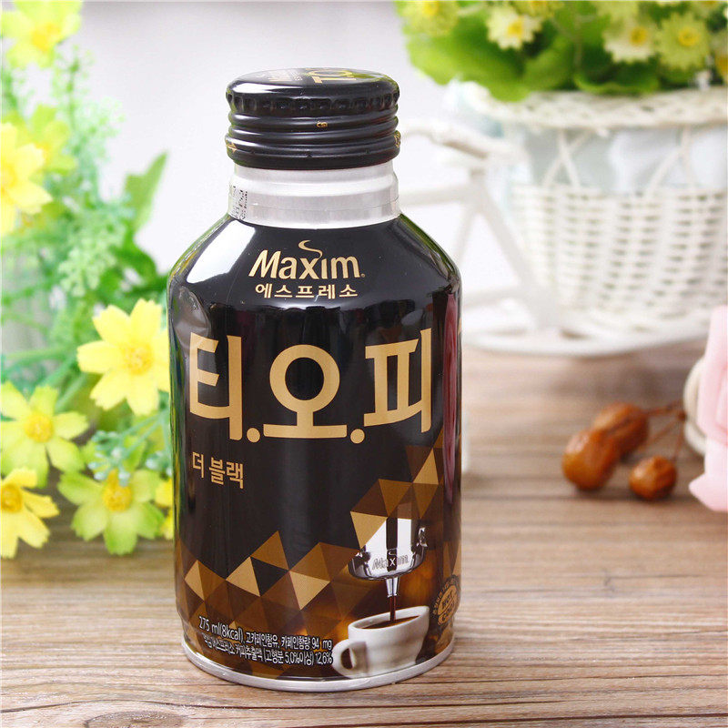 韩国进口麦馨top咖啡275mlx4瓶即饮黑咖啡拿铁摩卡甜美式咖啡瓶装