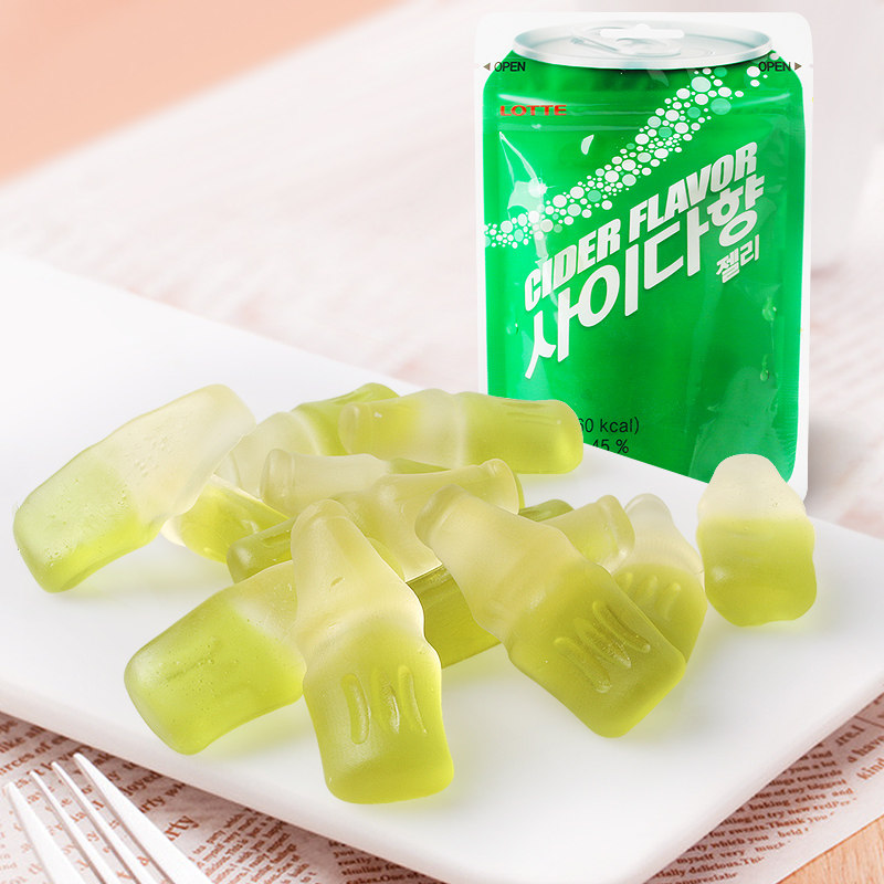 韩国食品进口零食乐天乳酸菌软糖50g*4袋qq酸奶果味雪碧味橡皮糖