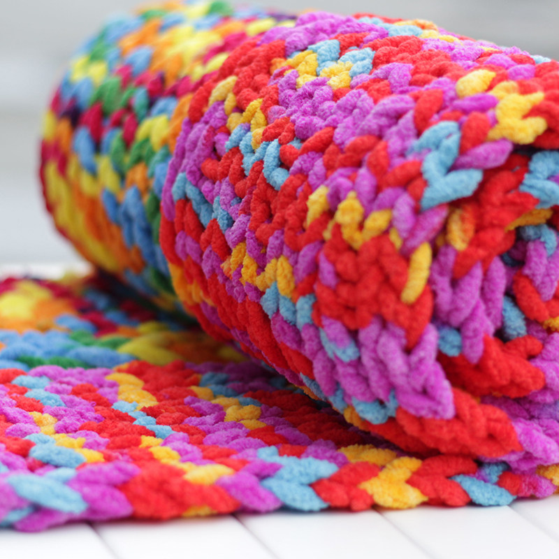 凤羽冰条线编织围巾线钩拖鞋地垫勾鞋子婴儿宝宝线手工diy粗毛线