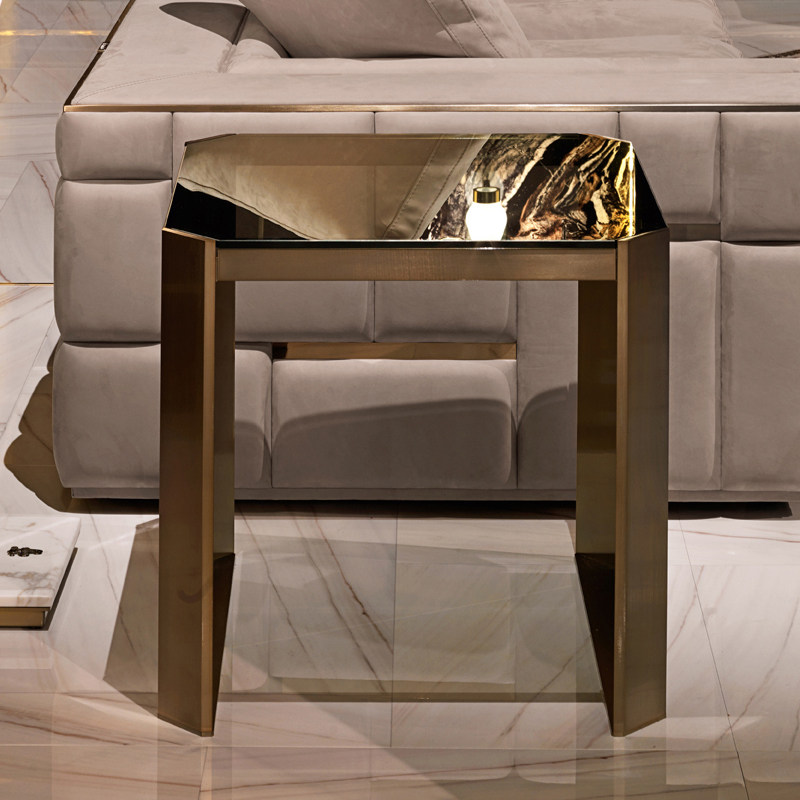 degas轻奢奢意钢化玻璃方形茶几大小组合不锈钢客厅茶几