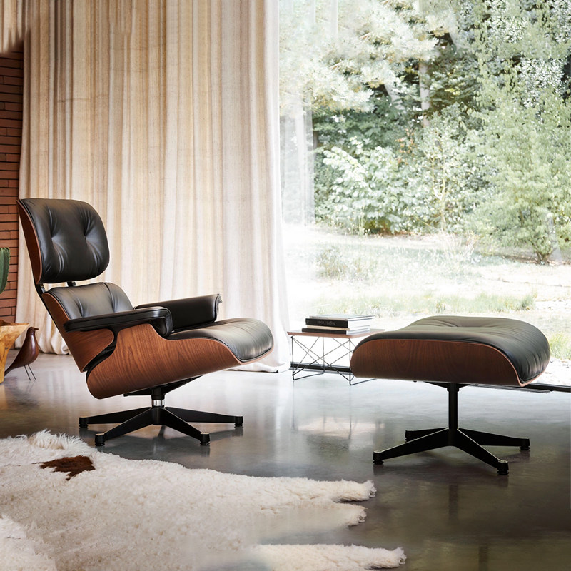 vitra伊姆斯真皮单人沙发躺椅客厅阳台意式极简沙发椅