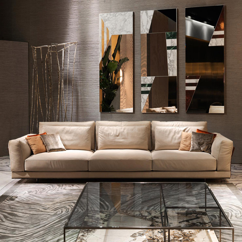 沙发degas意式极简布艺三人组合现代别墅客厅布艺沙发