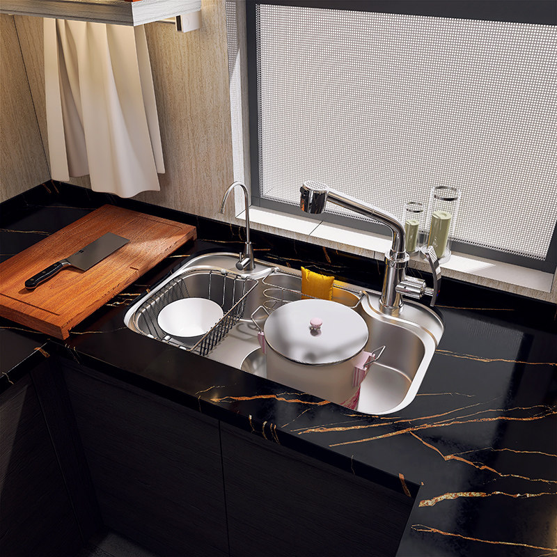 水槽韩国巨杉第三代厨房大单槽洗菜盆抽拉龙头水槽套餐