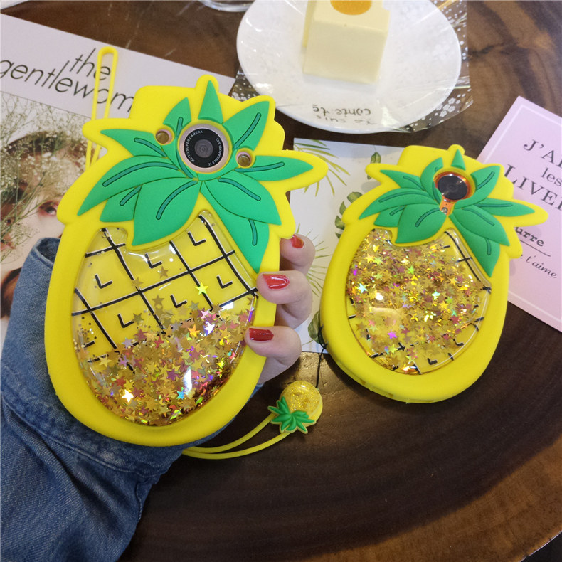 减压菠萝流沙液体美图t8s手机壳m8st8原创意个性软壳m6挂绳硅胶套