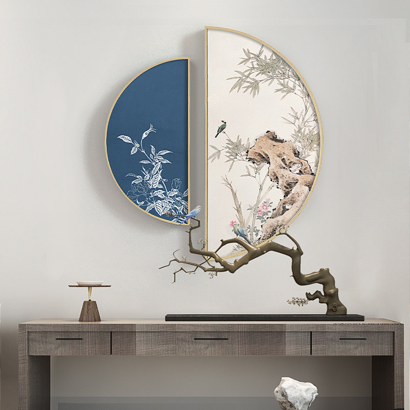 百花禅意创意挂画原木风日式壁画花鸟装饰画欢情现代装饰画