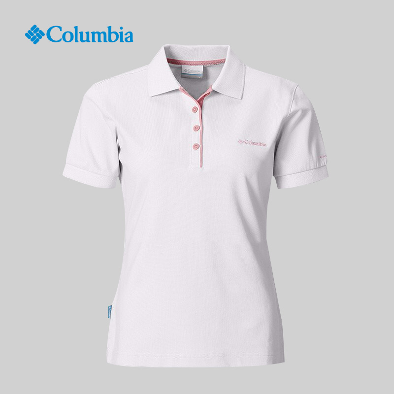 Columbia哥伦比亚户外春夏女防晒吸湿排汗POLO纯色混纺T恤PL3110