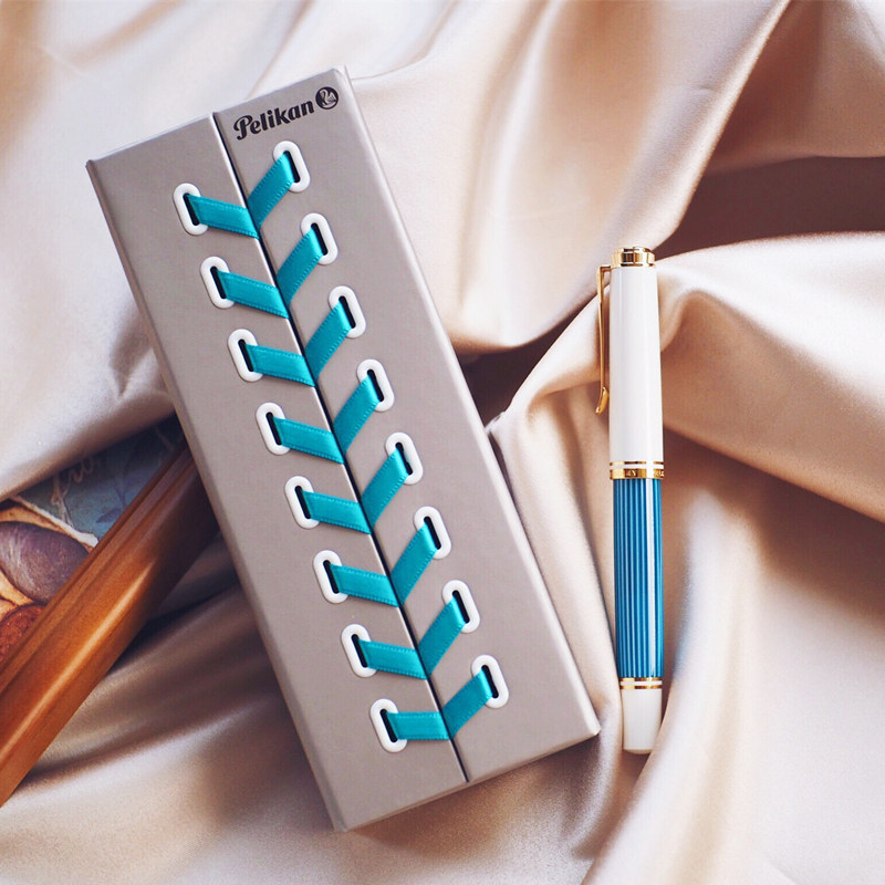 顺丰包邮德国pelikan百利金m600钢笔vibrantorange蓝条活力橙绿松石