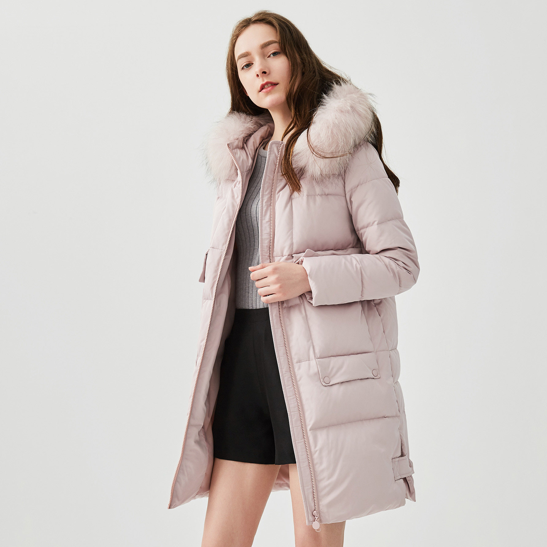 秋水伊人女外套羽绒服加厚毛领2019鸭绒白鸭绒女装新品羽绒服