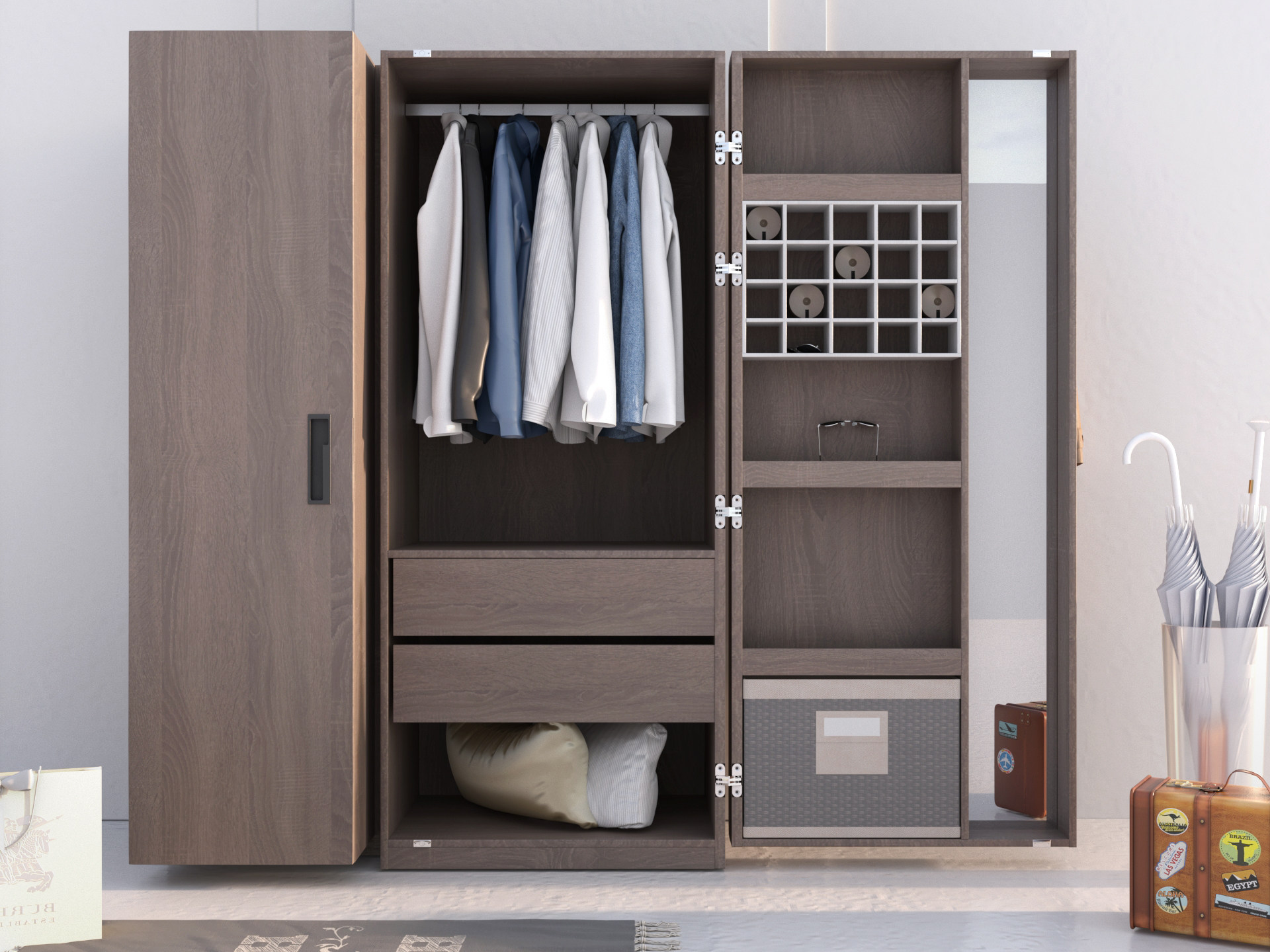 定制新款木质多层层板现代简约开门衣柜省空间储物柜衣柜