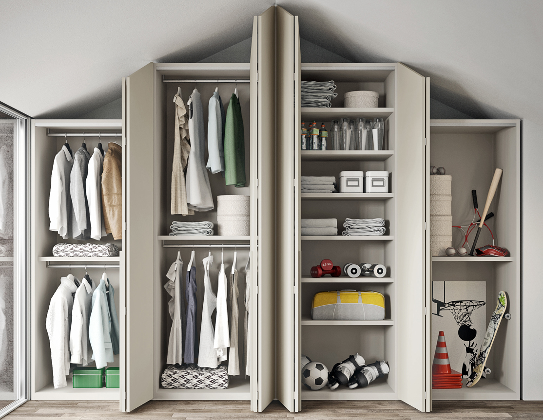 衣柜定制现代简约loft阁楼北欧欧风屋顶折叠推拉门衣柜