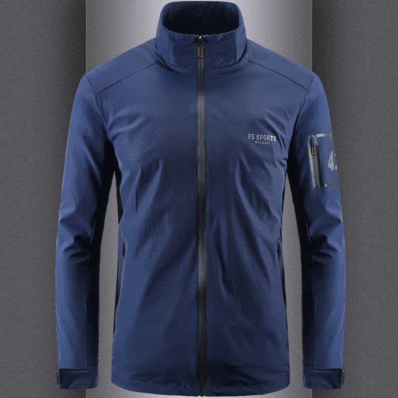 运动休闲外套男春秋新款户外大码宽松上衣服男士透气潮流男薄夹克