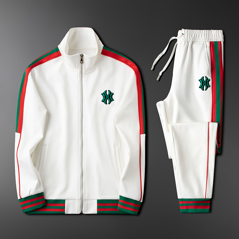 Cevleve男女运动套装撞色拼接织带休闲针织秋冬外套卫裤两件套潮