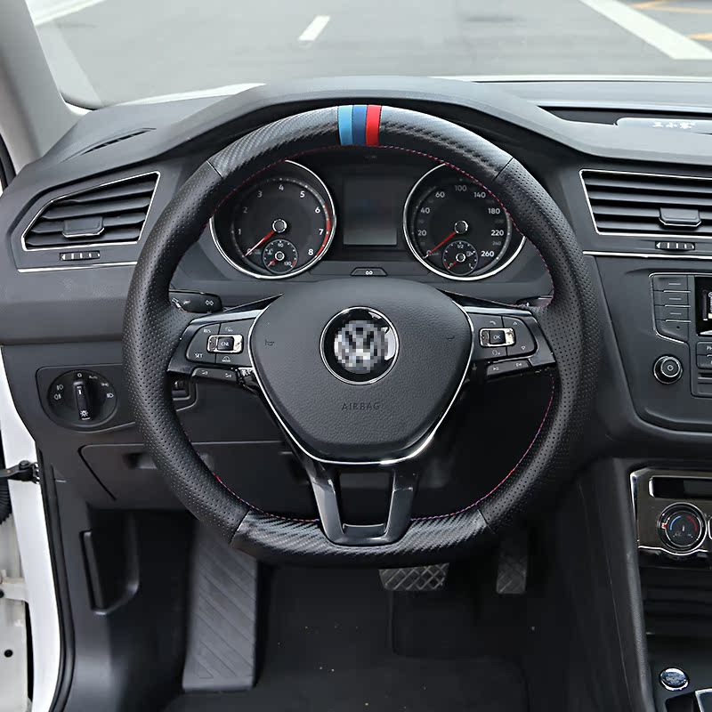 适用1721款大众途观真皮手缝方向盘内饰改装方向方向盘套