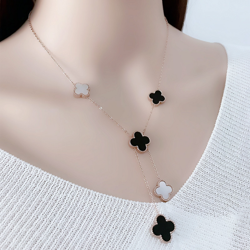 四叶草项链吊坠钛钢不褪色气质流苏锁骨小众网红项链