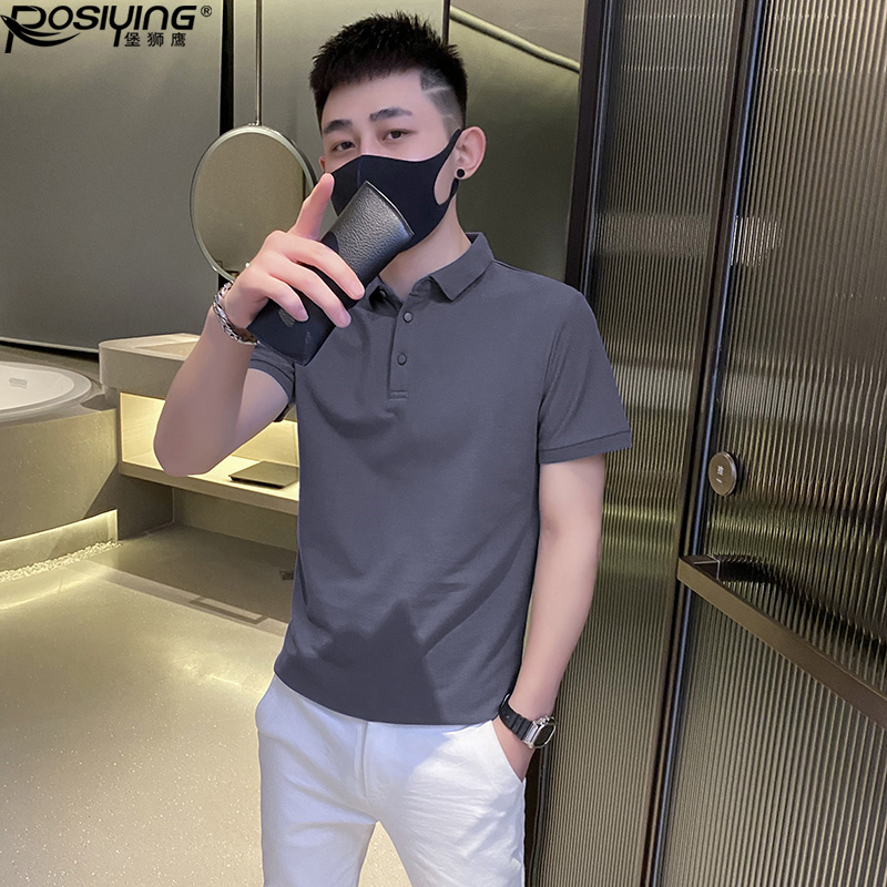 翻领短袖polo衫男潮牌夏季t恤韩版修身潮流2022新款百搭体恤上衣