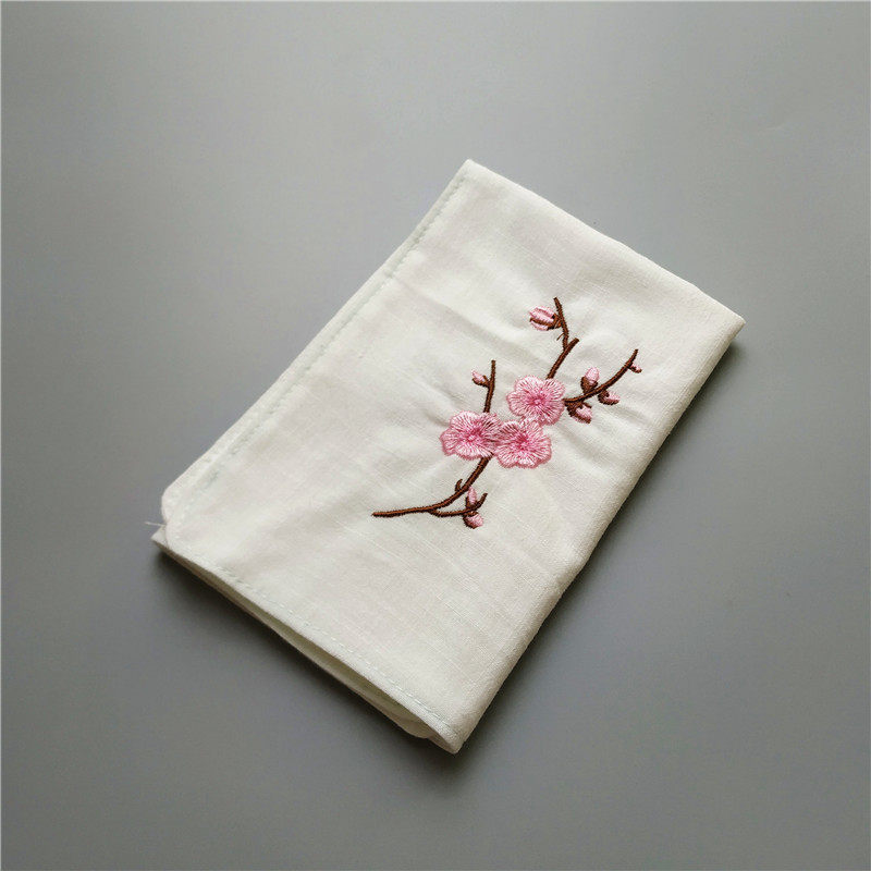 手帕中国国风梅花女双双层刺绣棉麻古风汉服手帕