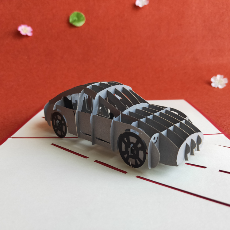 3d立体贺卡创意豪华小轿车韩国手工diy镂空贺卡
