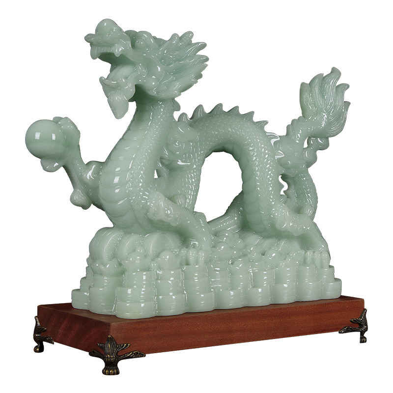 招财玉石龙摆件摆件十二生肖龙镇宅青龙工艺品客厅办公室摆件