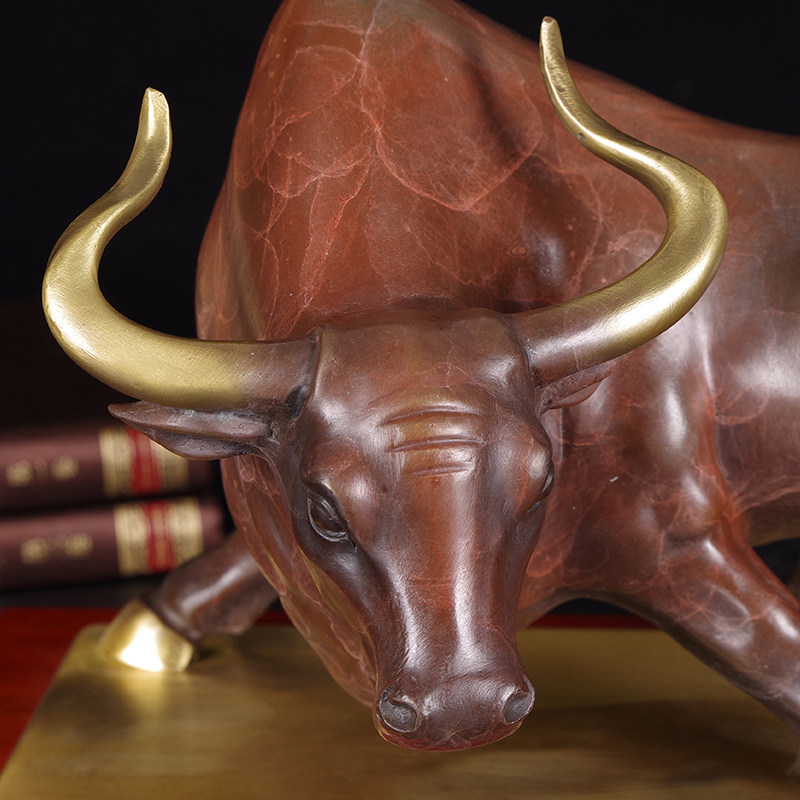 纯铜铜牛摆件生肖招财旺市吉祥物华尔街客厅办公室摆件