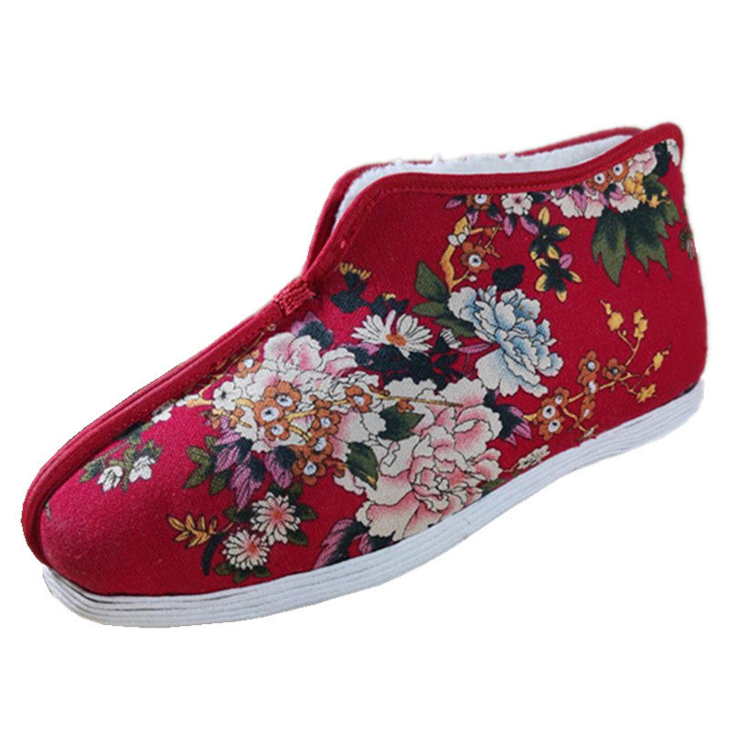 老北京布鞋手工麻线纳底千层底布底鞋女寿鞋妈妈特大高帮鞋