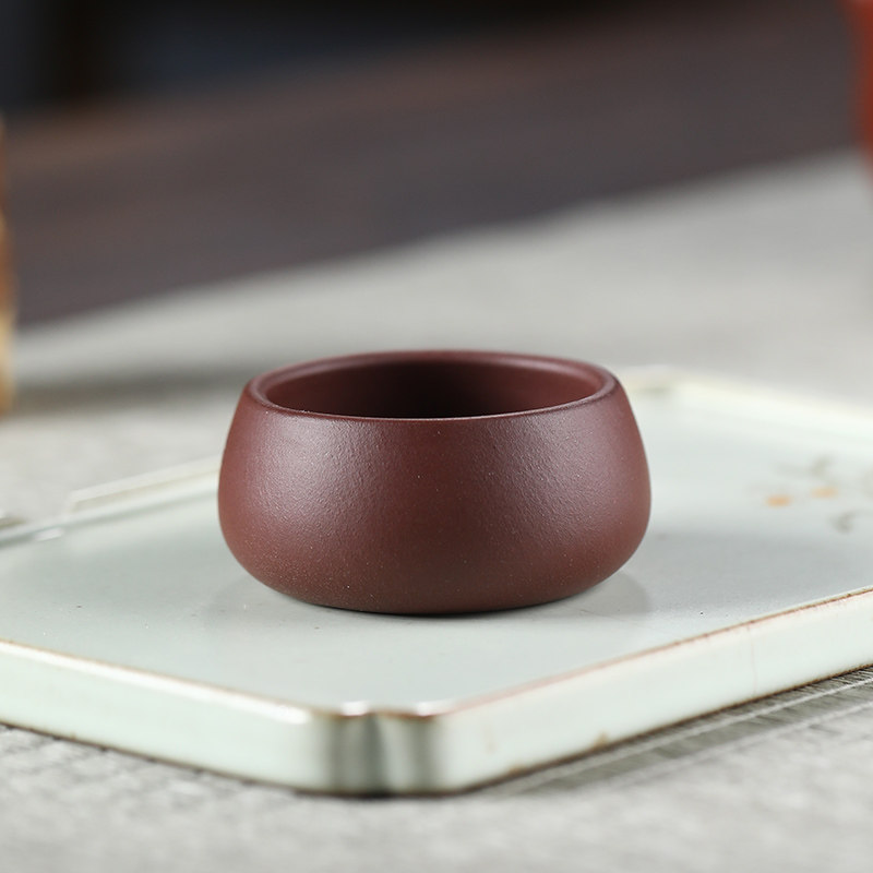 尊壶宜兴紫砂品杯茶杯紫泥刻字收口小杯杯子品茗茶杯