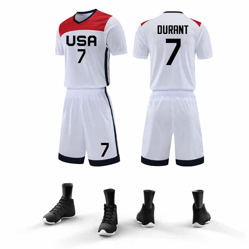 美国梦之队篮球服套装男库里詹姆斯杜兰特短袖球衣定制比赛训练服
